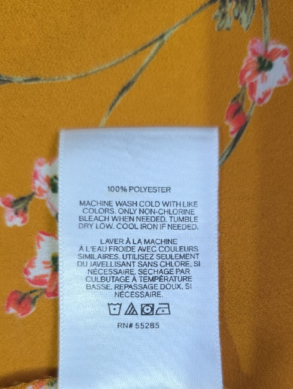 Express Mustard Floral Side-Tie Wrap Top Size L - Picture 10 of 12